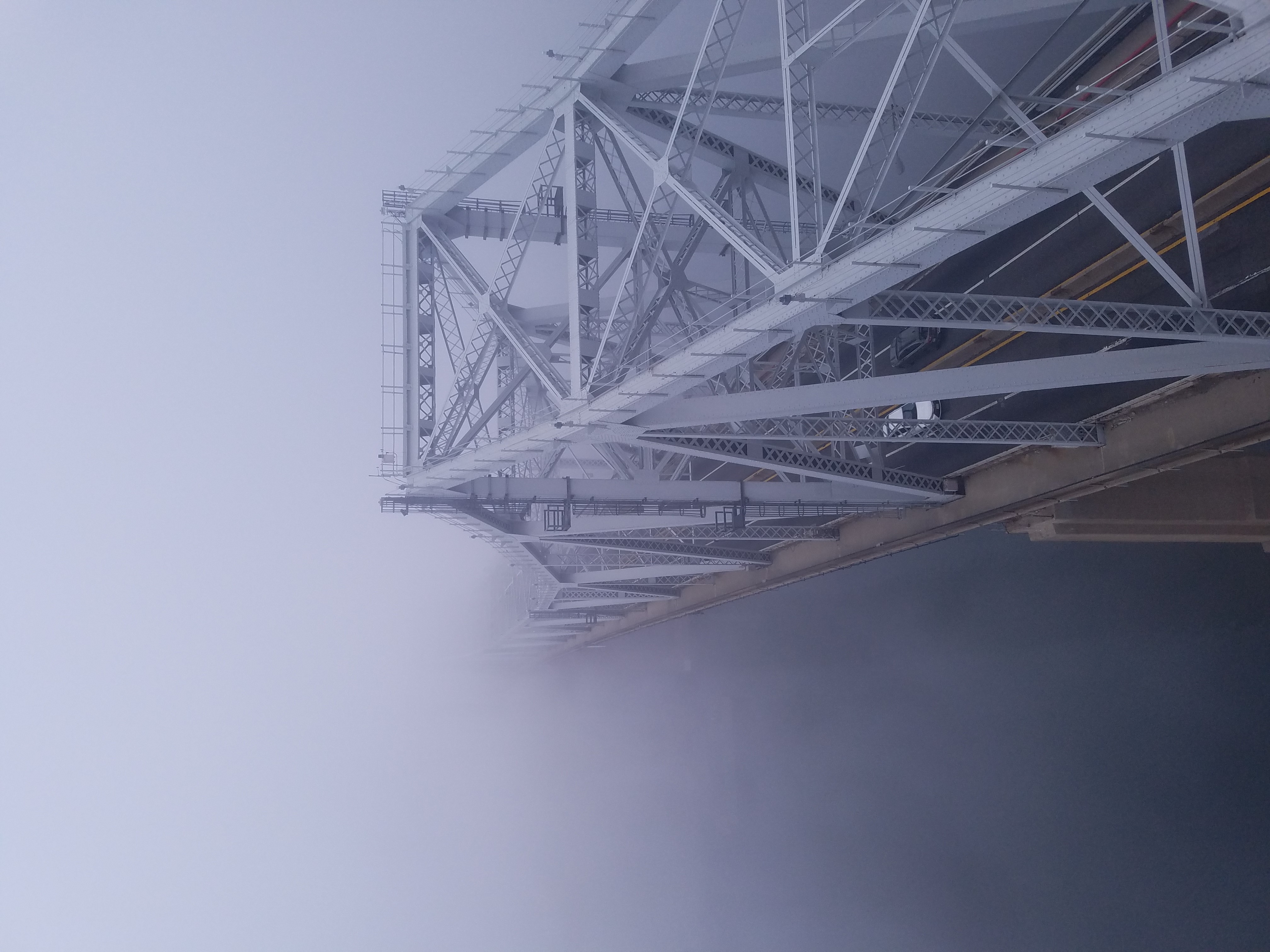 Goethals Bridge in the fog.  Shot by T Hampton
